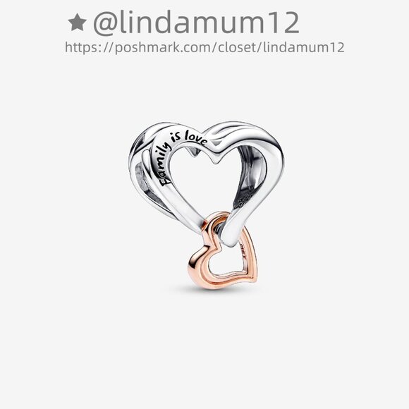 Pandora Two-tone Openwork Infinity Heart Charm - Picture 1 of 5